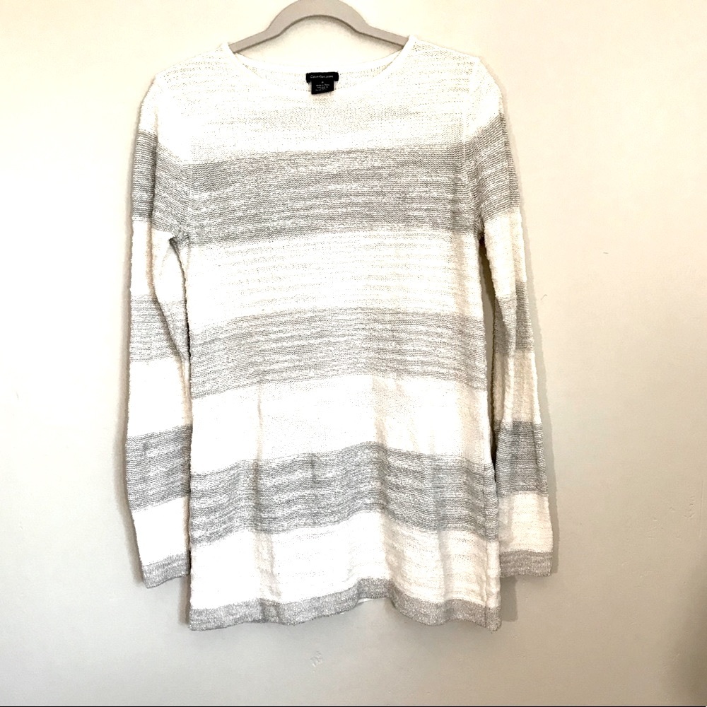 Calvin Klein peek-a-boo back striped sweater sz m